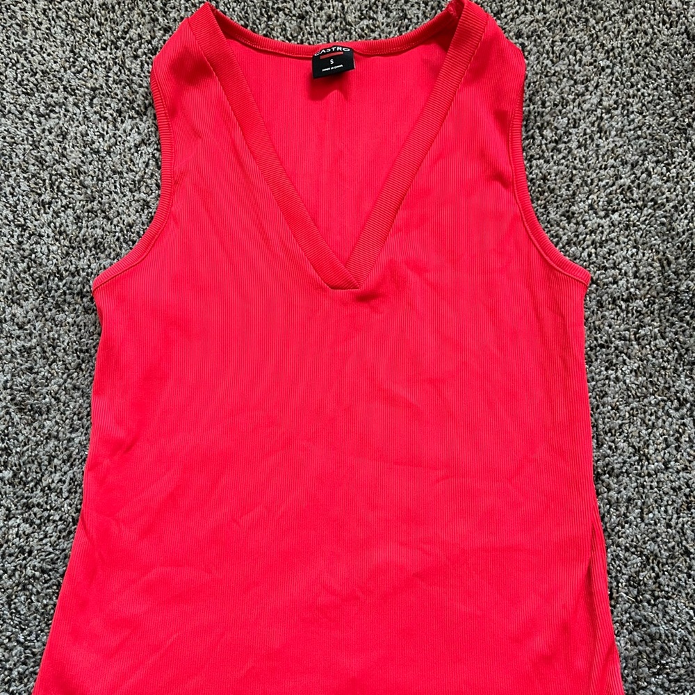 Red V Neck cropped top